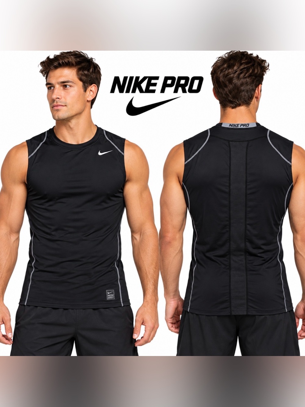 Nike Pro Men’s Black Nike Pro Dri-FIT Sleeveless Shirt Men's XL Black Fitted Per